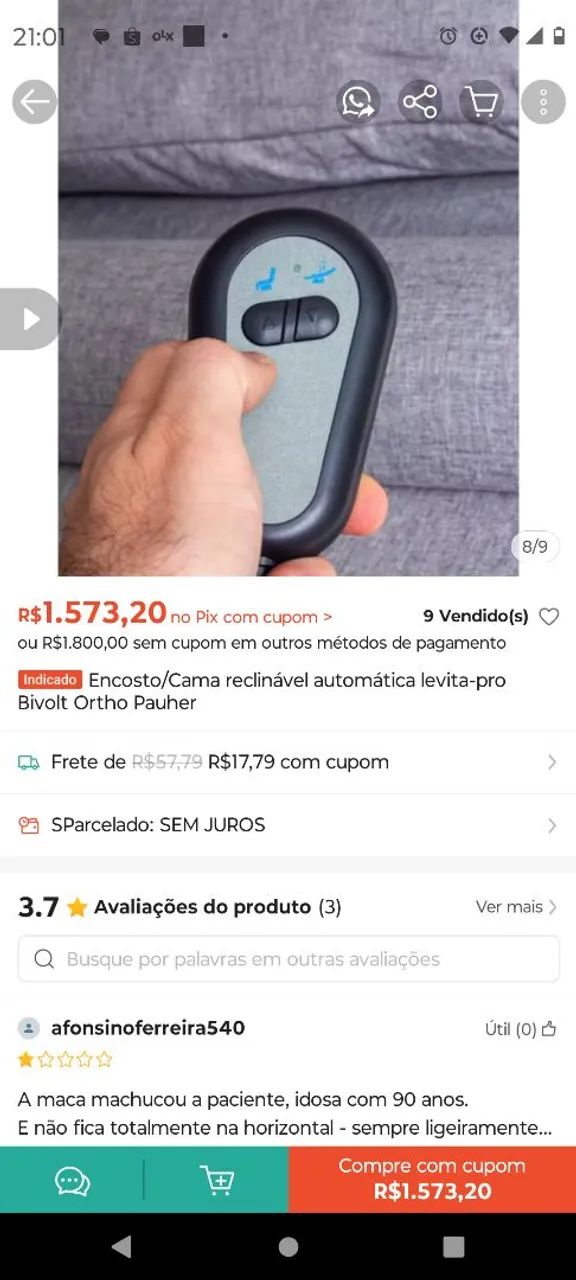 Cama regulável com controle remoto. - Foto 3