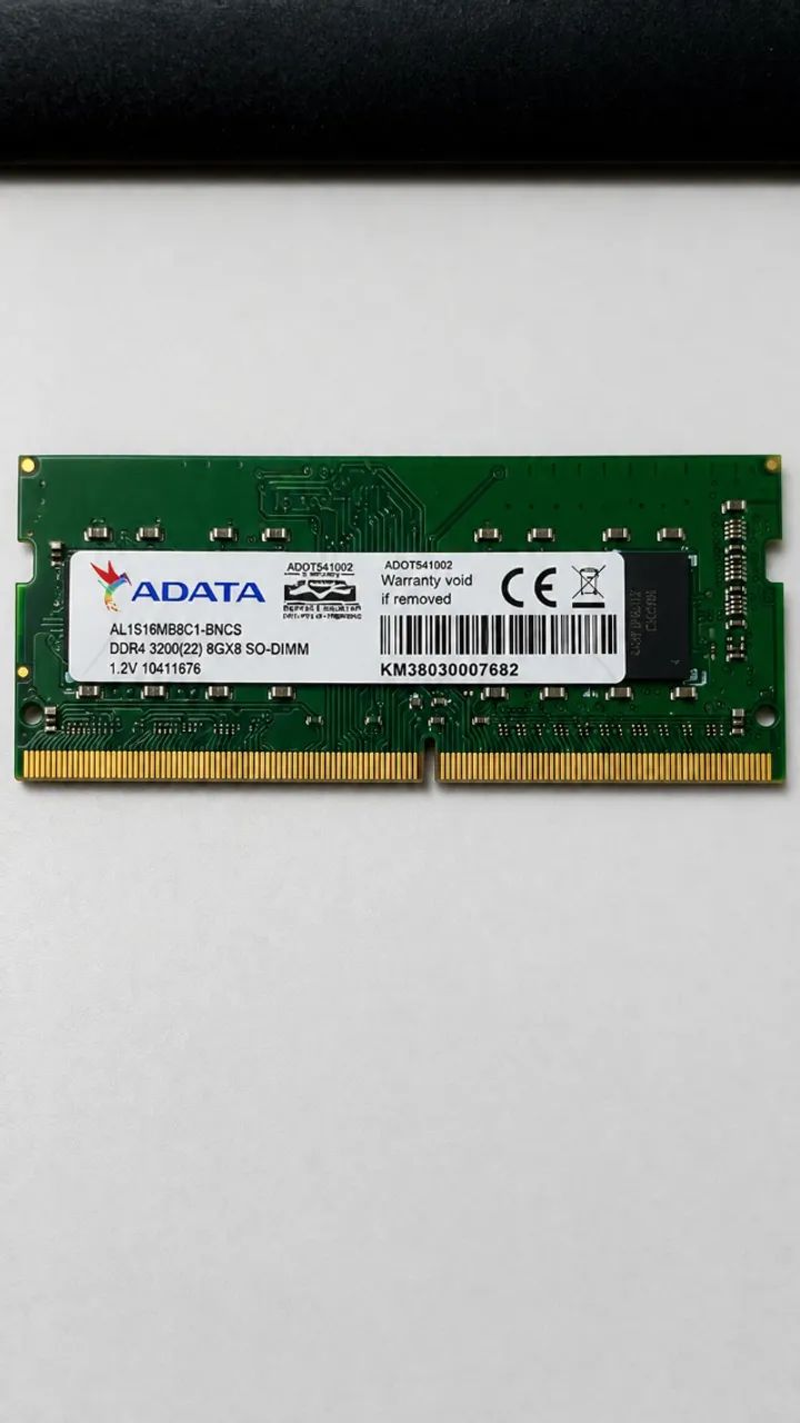 Memória Notebook ADATA 8GB DDR4 3200MHz SO-DIMM | Testada e Funcionando