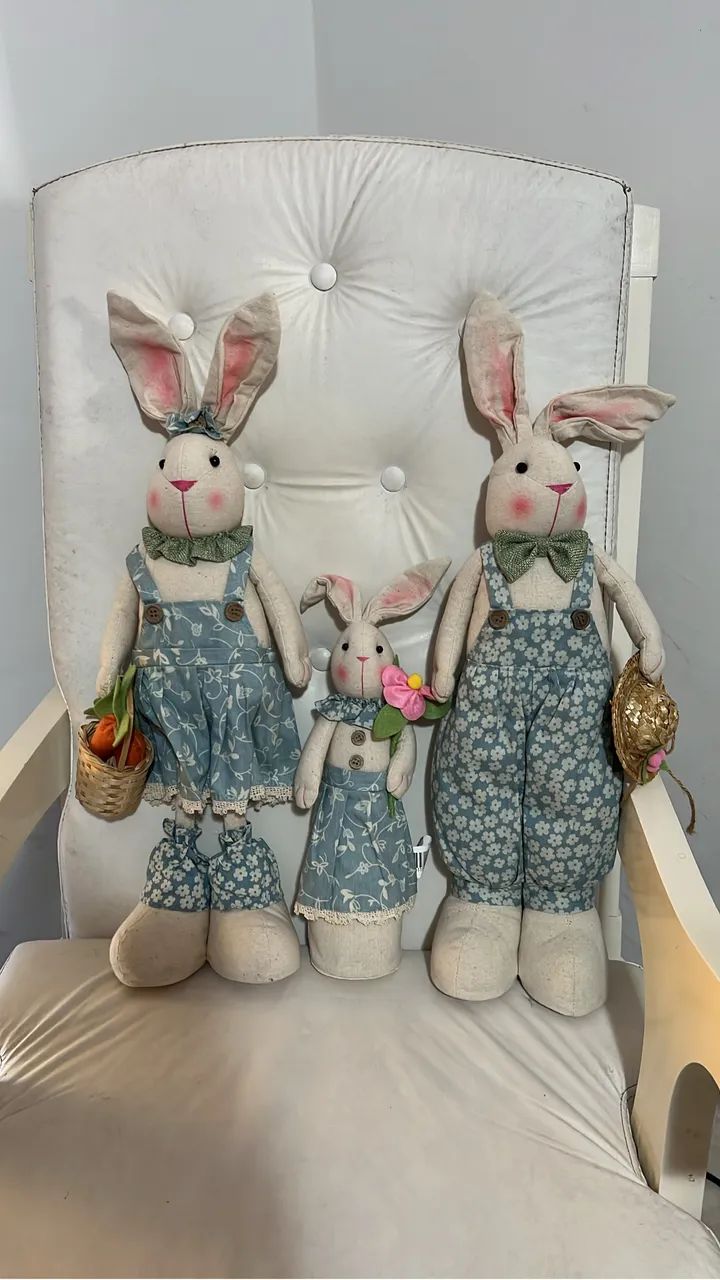 Coelhos decorativos de Páscoa 
