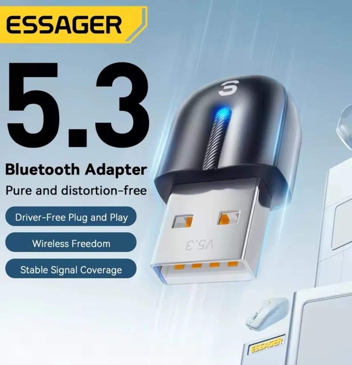 Adaptador Bluetooth 5.3 Essager PC pra Windows 8.1/10/11 - Foto 3