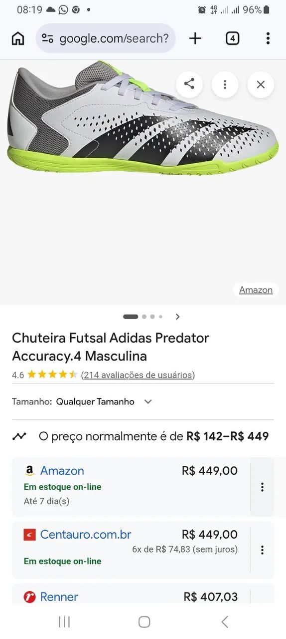 Chuteira Futsal Predator Adidas Accuracy - tamanho 39 - Foto 4