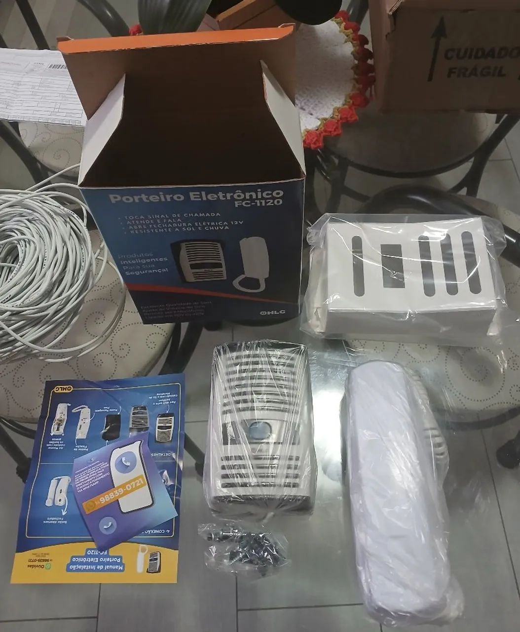 Kit interfone HLG,cabo 50 mtrs, capa protetora NOVO 