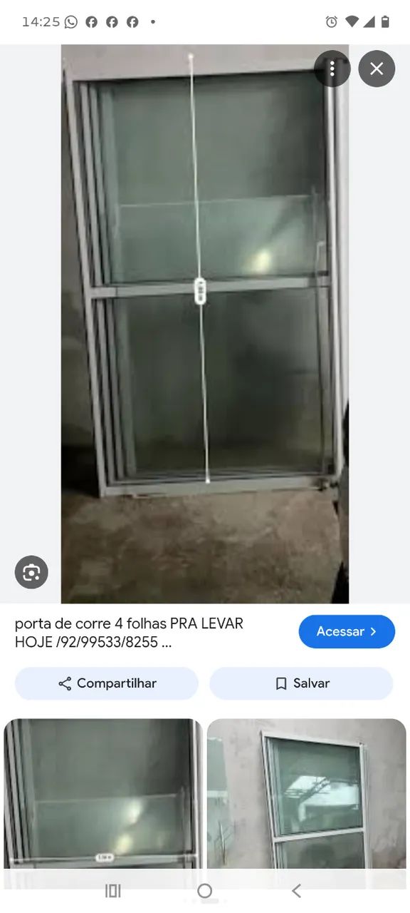 Porta de correr em alumínio branco. 4 folhas