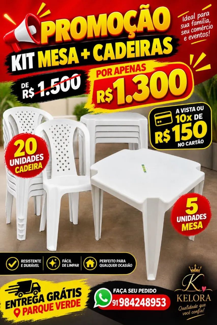 KIT FESTA 5 MESAS + 20 CADEIRAS IBAP
