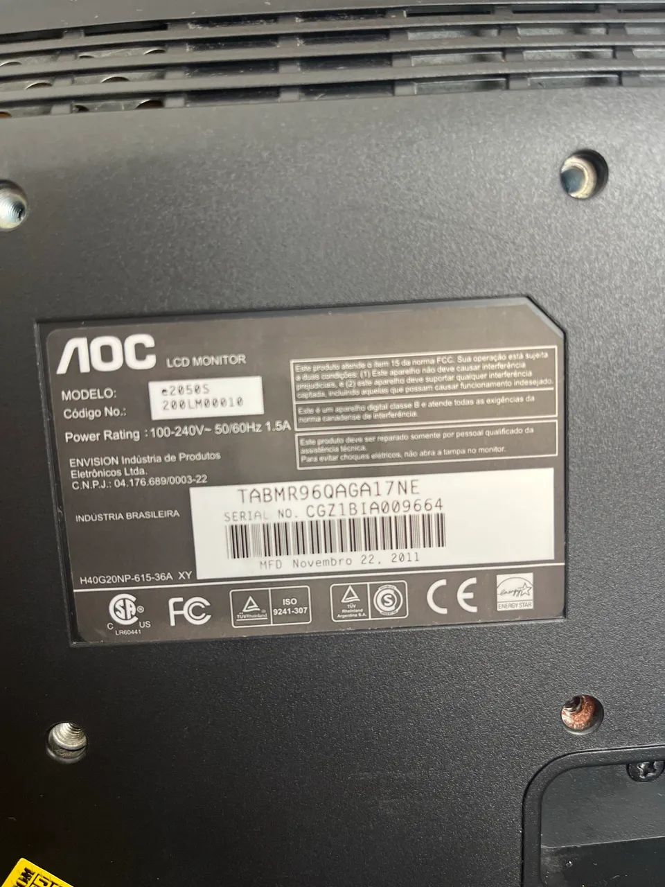 Monitor AOC 20? - Funcionando perfeitamente