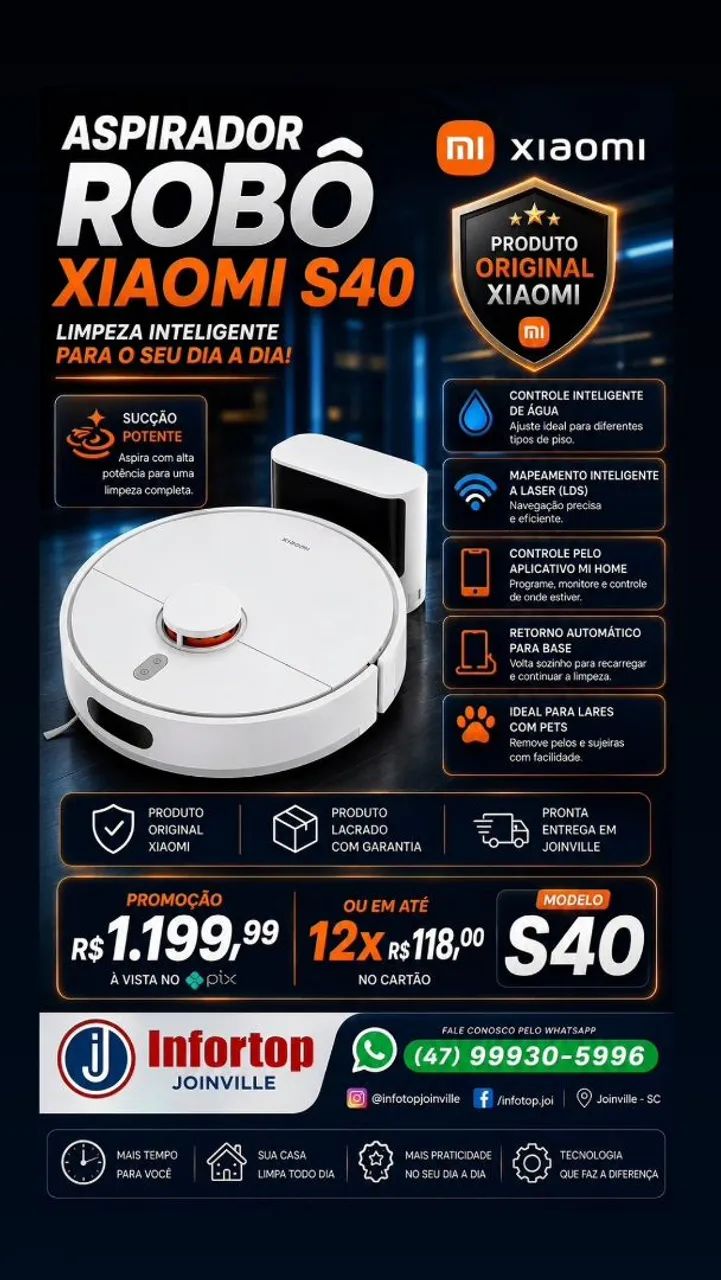 Aspirador Xiaomi Robô S40 Lacrado, com garantia!!!  - Foto 6