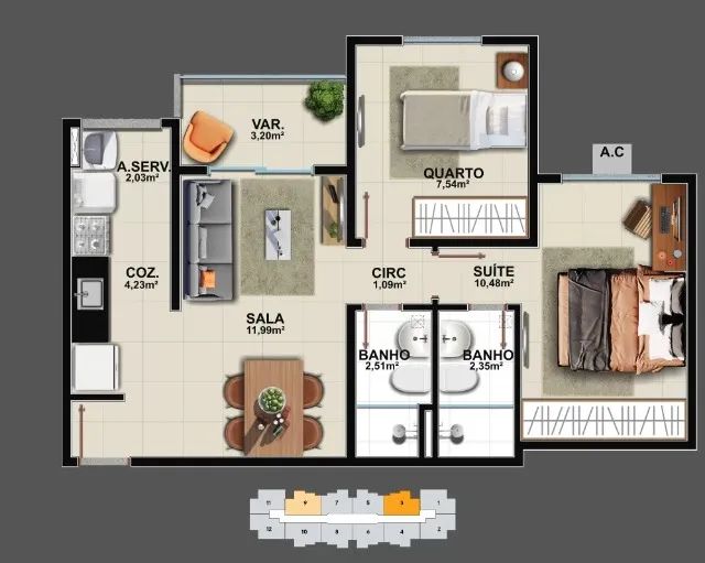Apartamento com dois quartos e suíte - Quattro Residencial - Foto 3