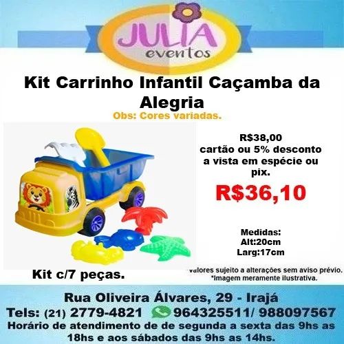 Kit Carrinho Infantil Caçamba da Alegria 