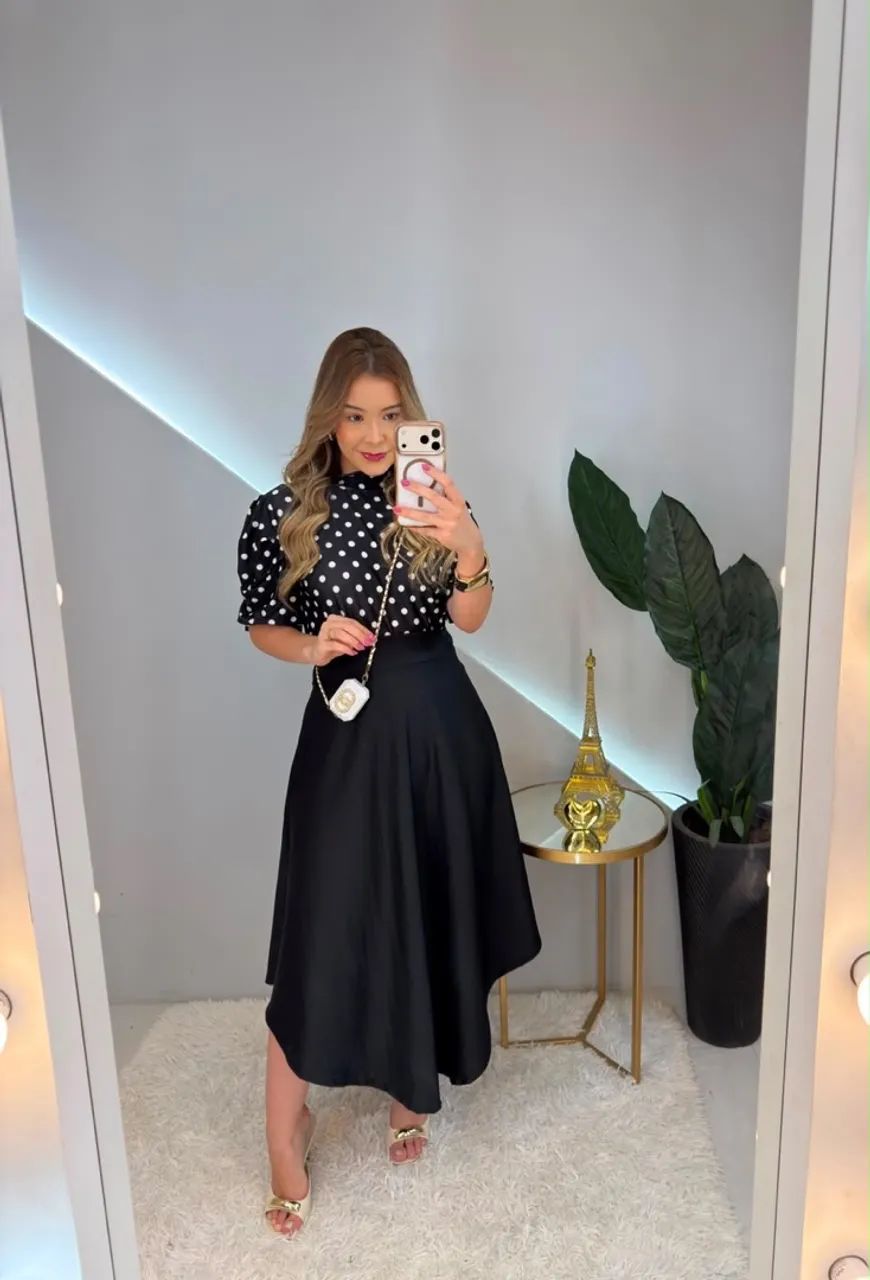 Conjunto saia + blusa poá - Foto 2