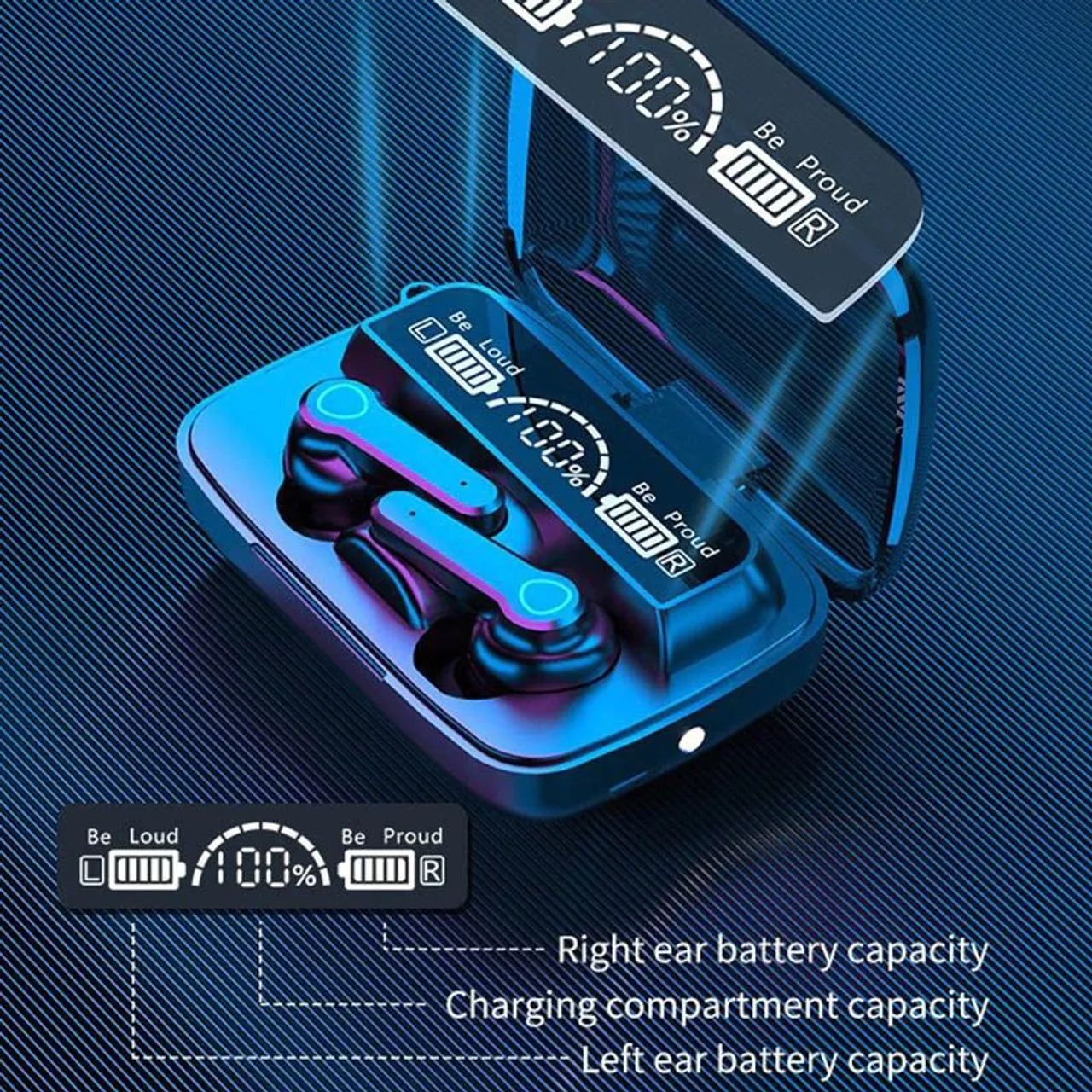 FINE DE OUVIDO BLUETOOTH M19 TWS HD SOUND TOUCH CONTROL COM CASE LED P/ ANDROID E IOS - Foto 2