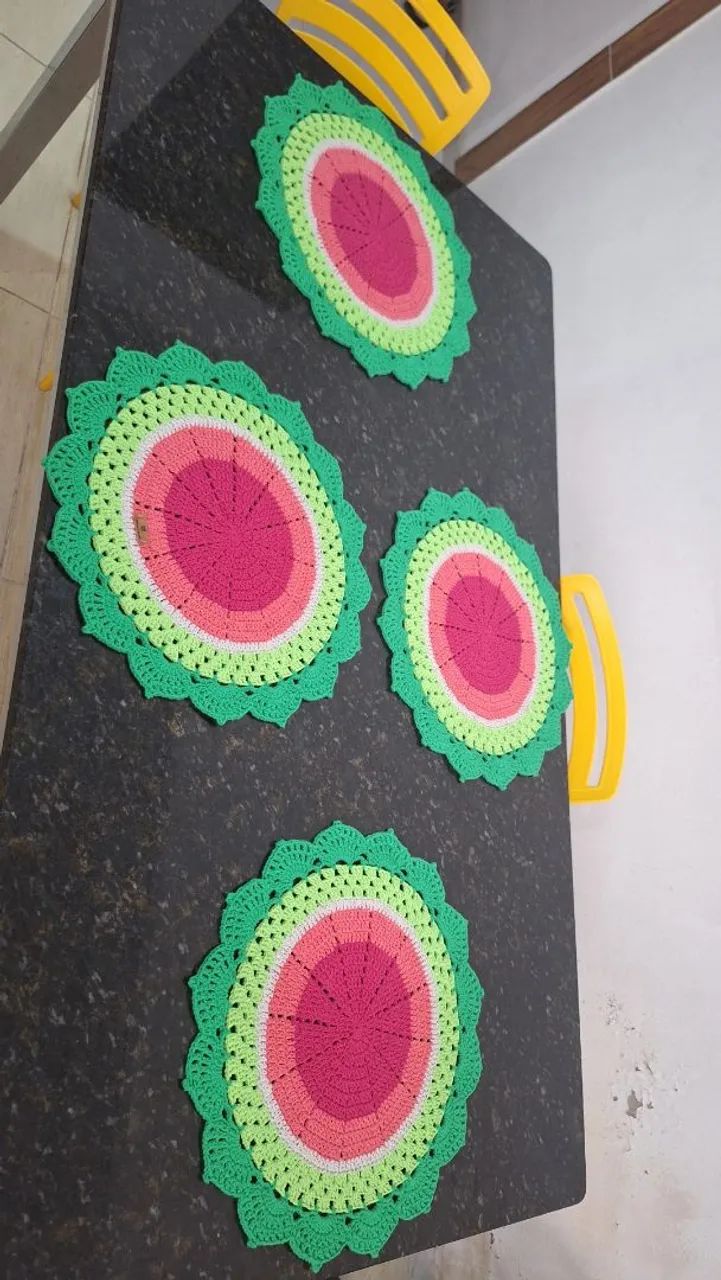 Kit sousplast  americano  para mesa em croché  - Foto 3