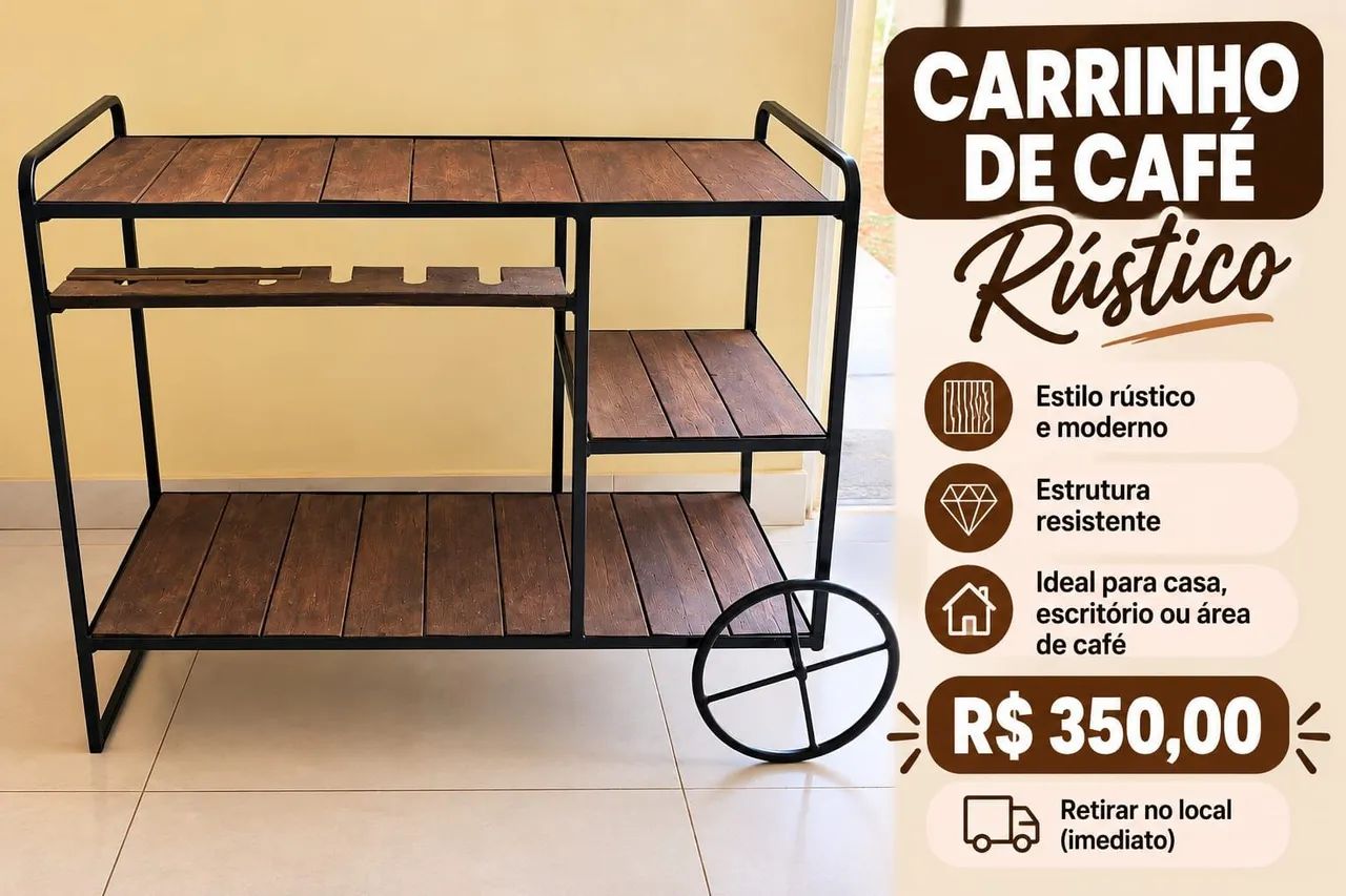 Carrinho rústico de café 