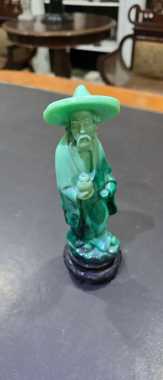Escultura chinesa resina verde - Foto 4