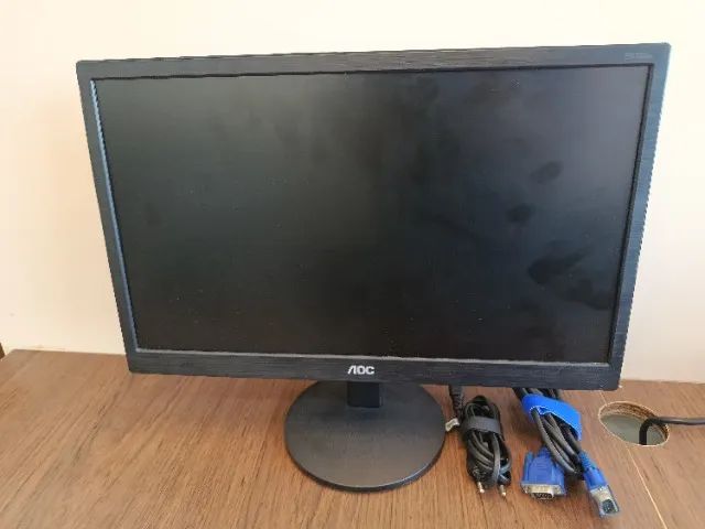 Monitor AOC 18,5" LED Widescreen E970Swnl HD com Base e Cabos - Foto 3