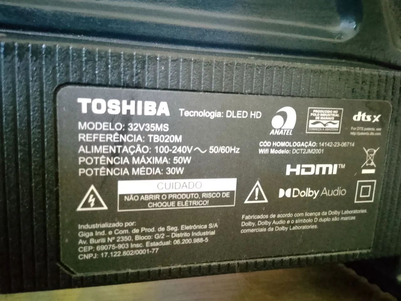 Vendo TV smart Toshiba 32 polegadas semi nova