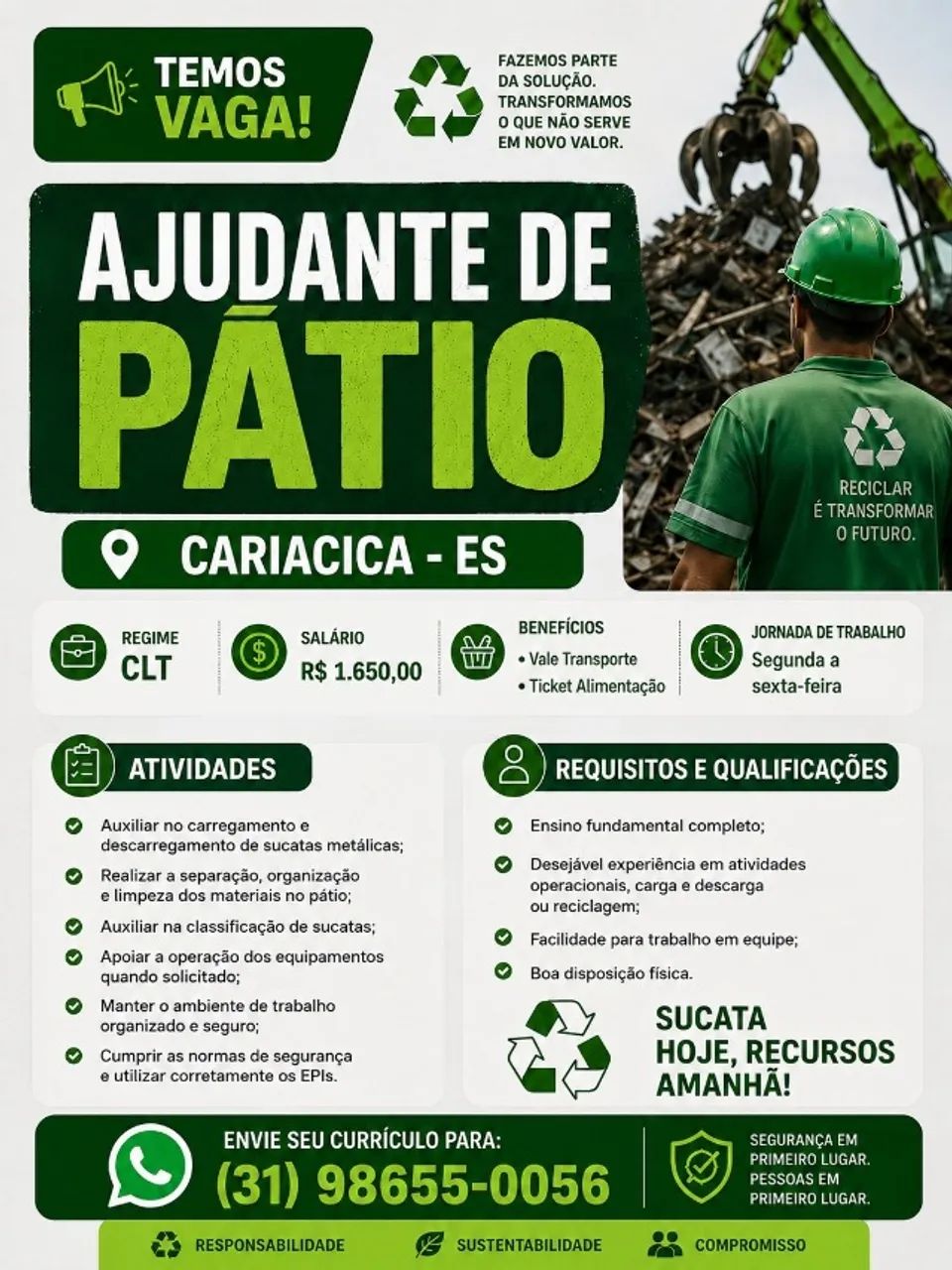 Ajudante de Pátio - Cariacica/ES