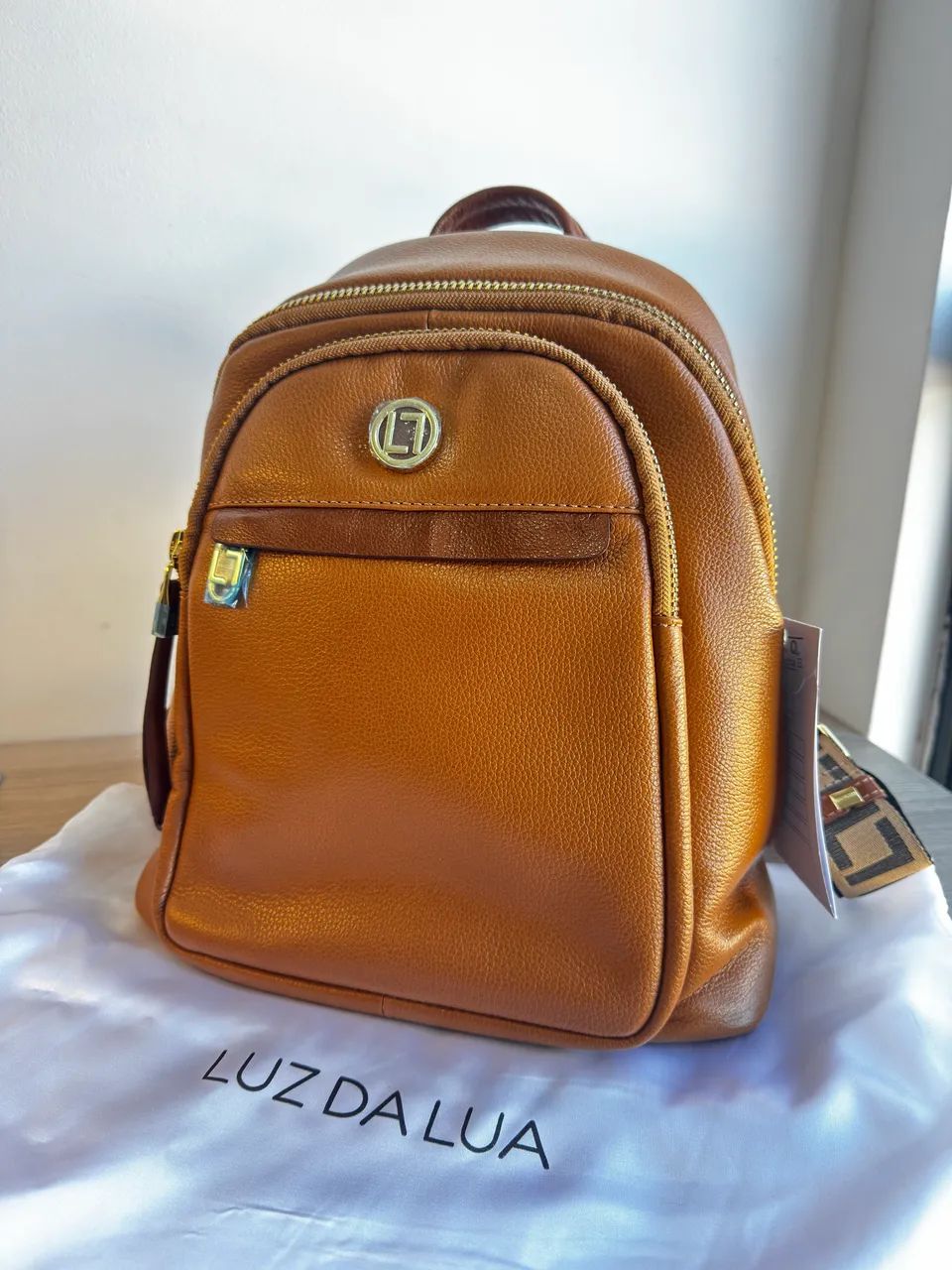 Mochila Marrom nova Luz da Lua em couro