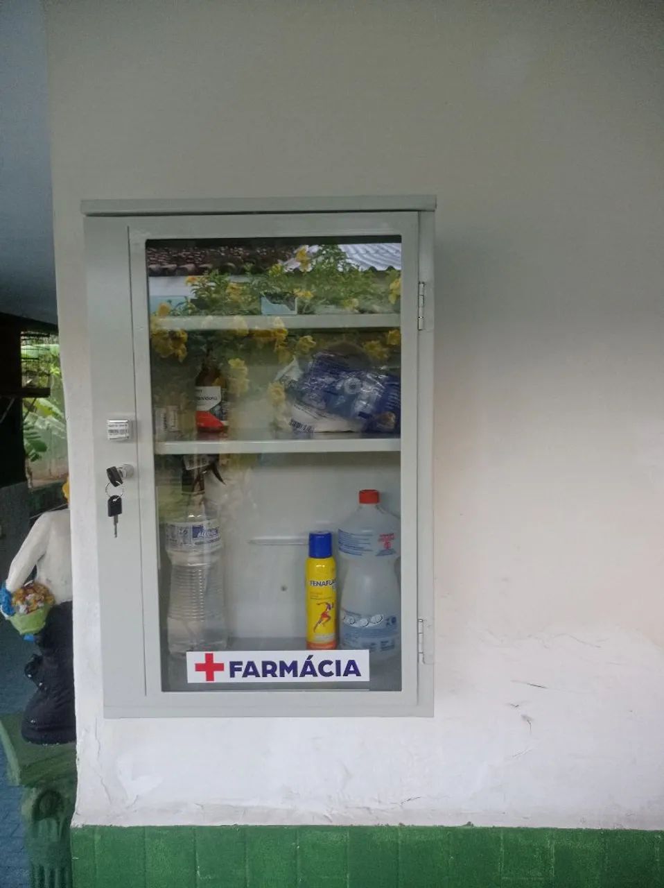 Armário de parede c vidros.