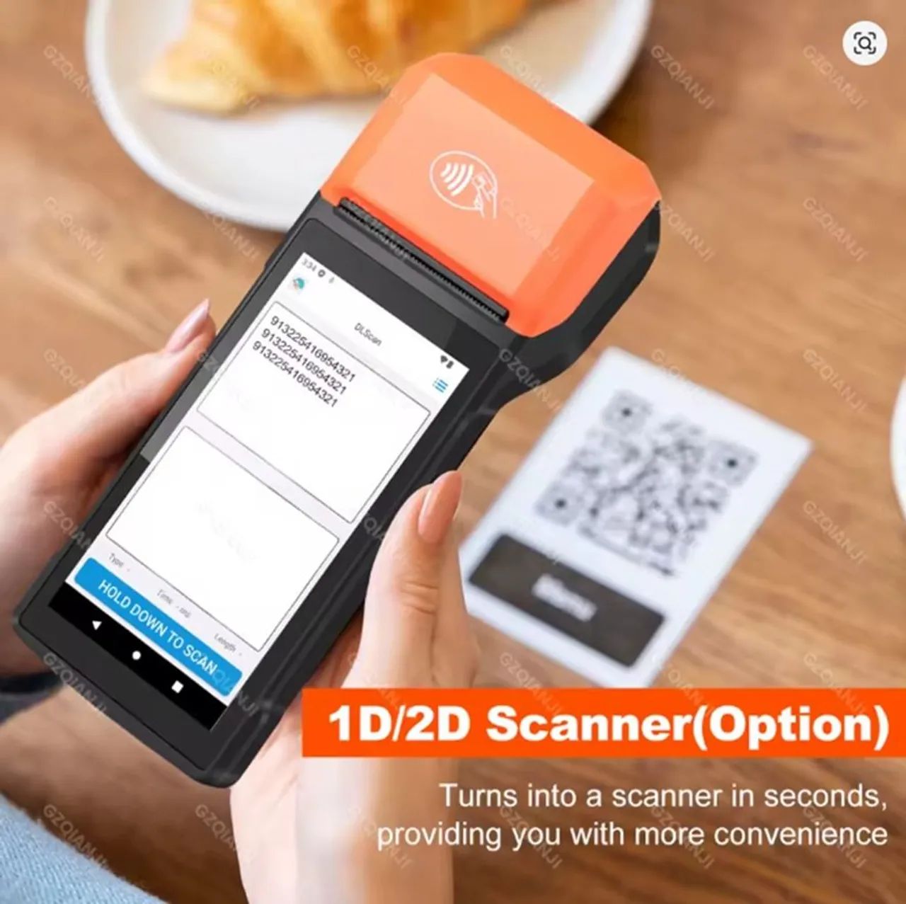 Impressora portátil sem fio POS 1D 2D scanner leitor NFC Impressora térmica - Foto 5