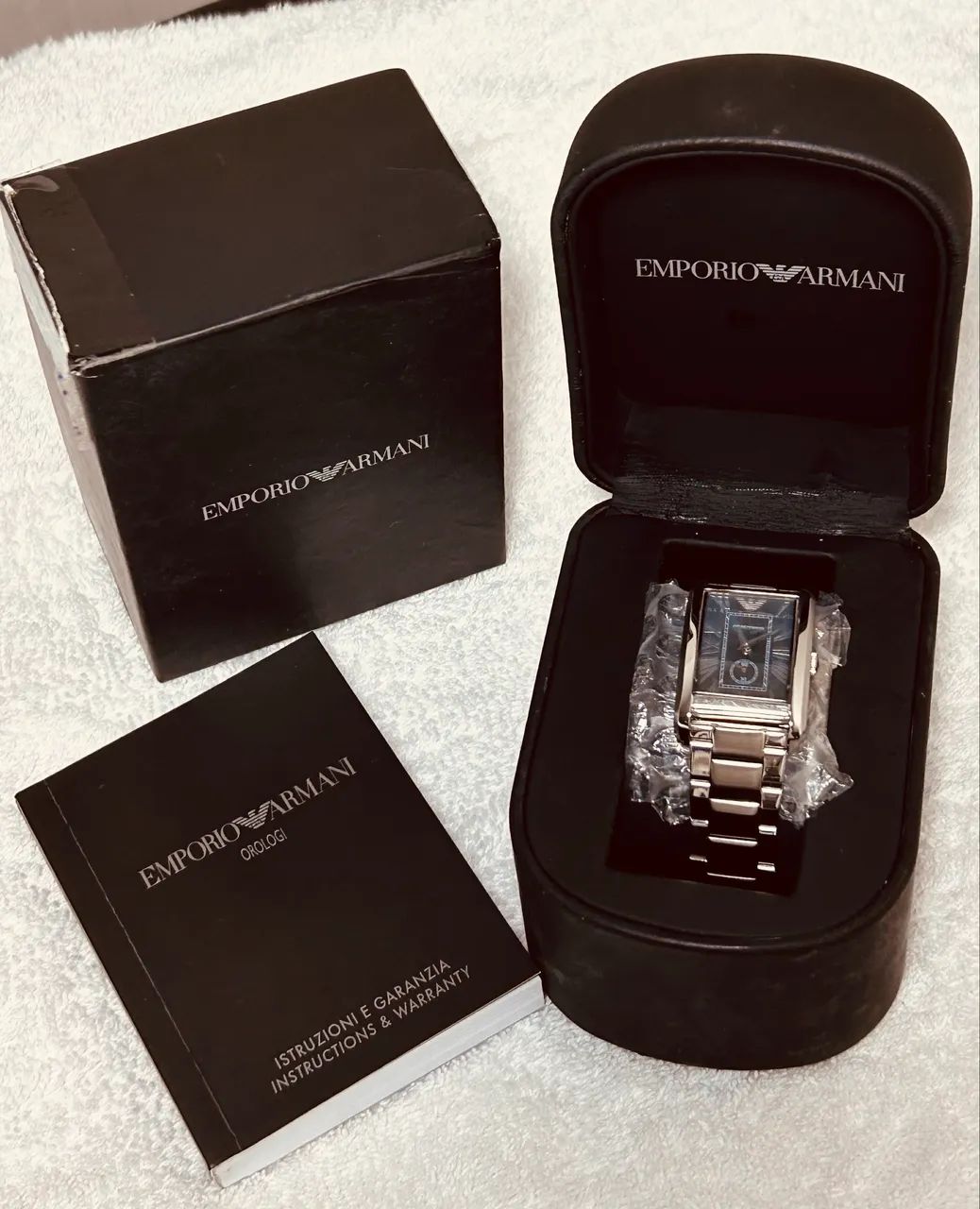 Relógio Empório Armani Ar 1638 retangular, original com livreto