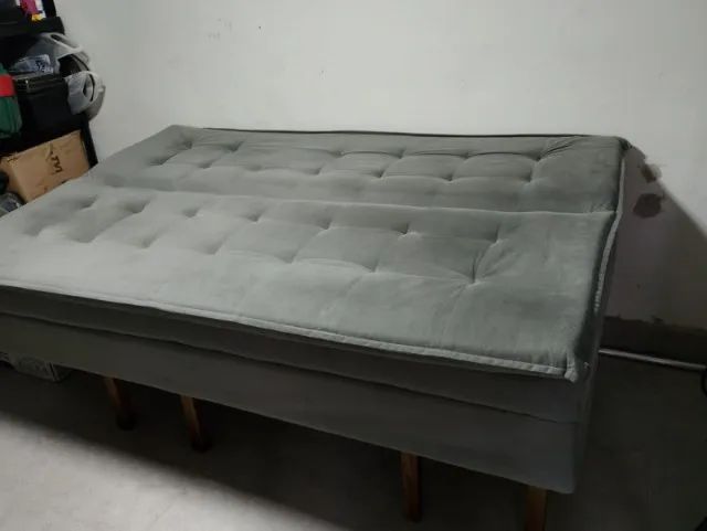 Sofá-Cama Retrátil e Reclinável para Quarto e Sala Cinza CINZA - Foto 4