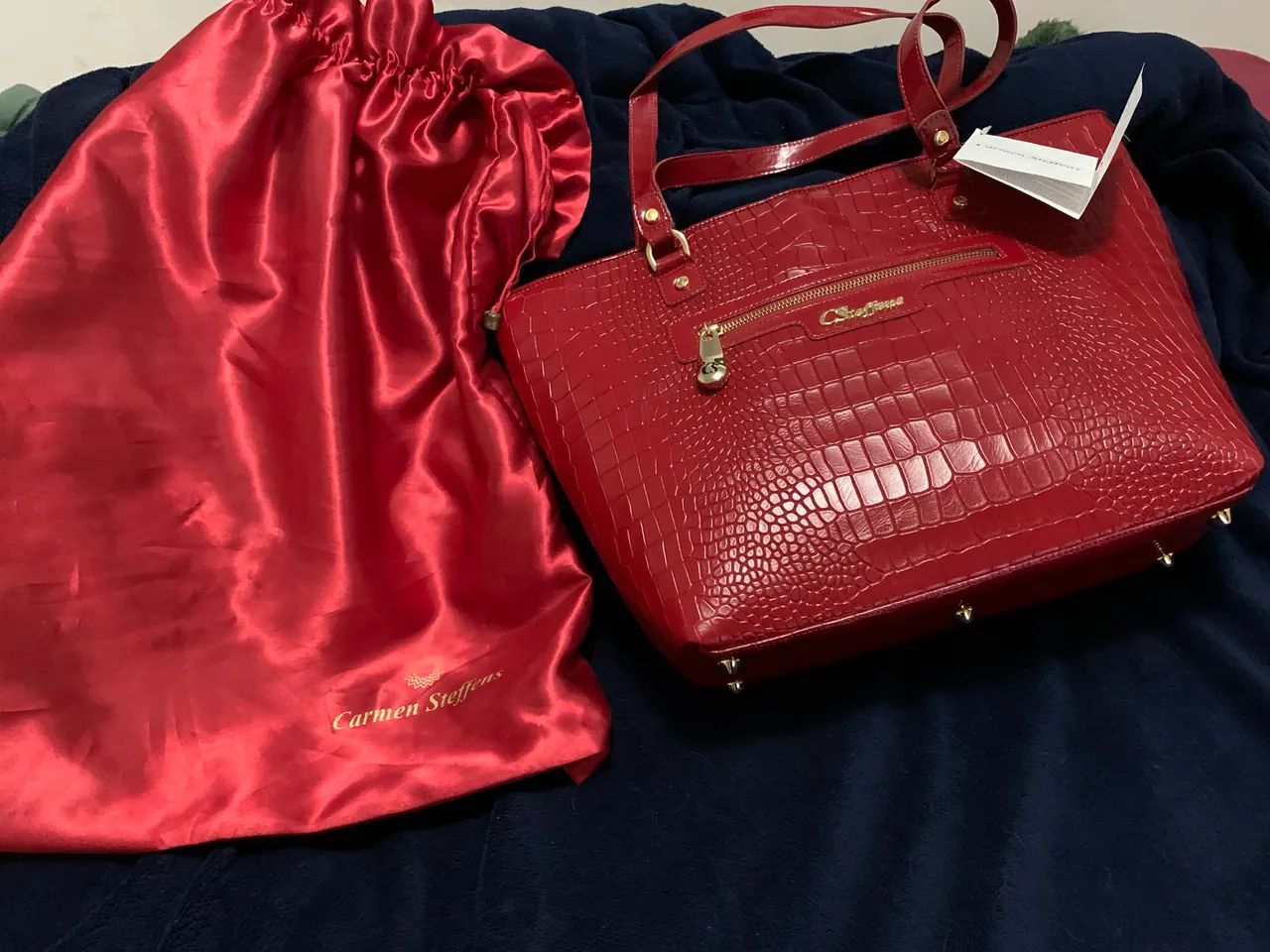 Bolsa de couro croco vermelha  - Foto 5