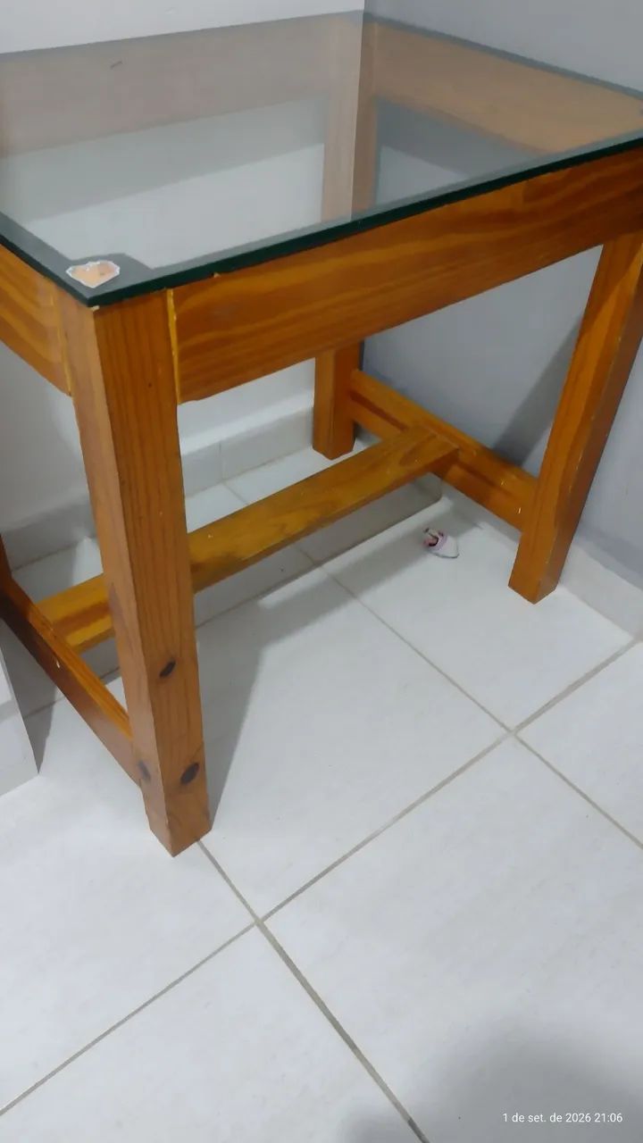 Mesa Cerejeira com tampo de vidro temperado - Foto 2