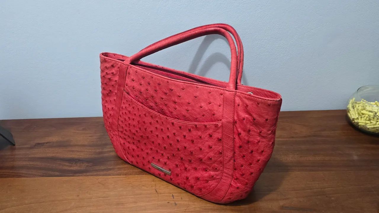Bolsa Vermelha de Couro Legítimo - modelo único - Foto 3