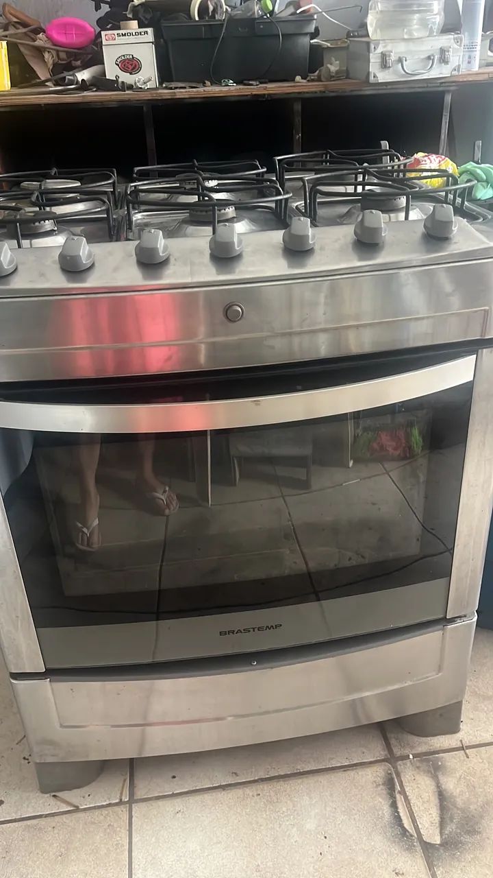 Fogão Brastemp inox 6 bocas acendimento manual bem conservado  - Foto 5
