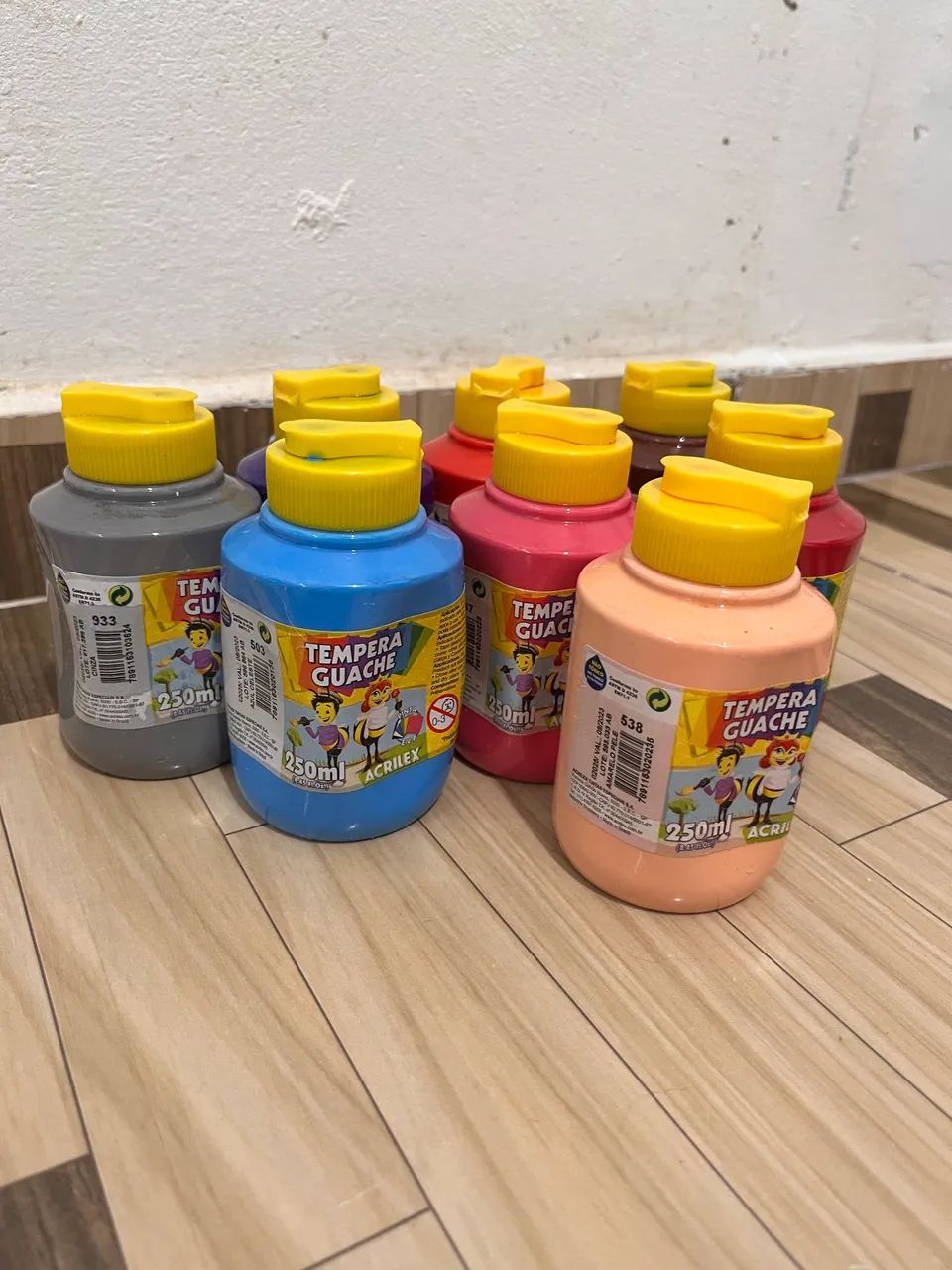 Kit 8 tintas têmpera guache acrilex 