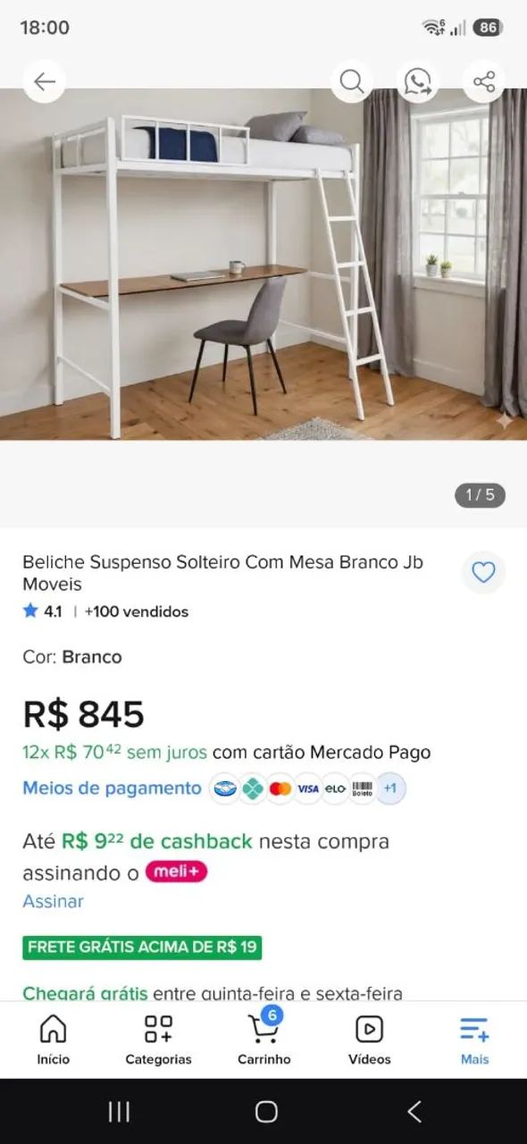 Cama suspensa com Escrivaninha - Foto 3