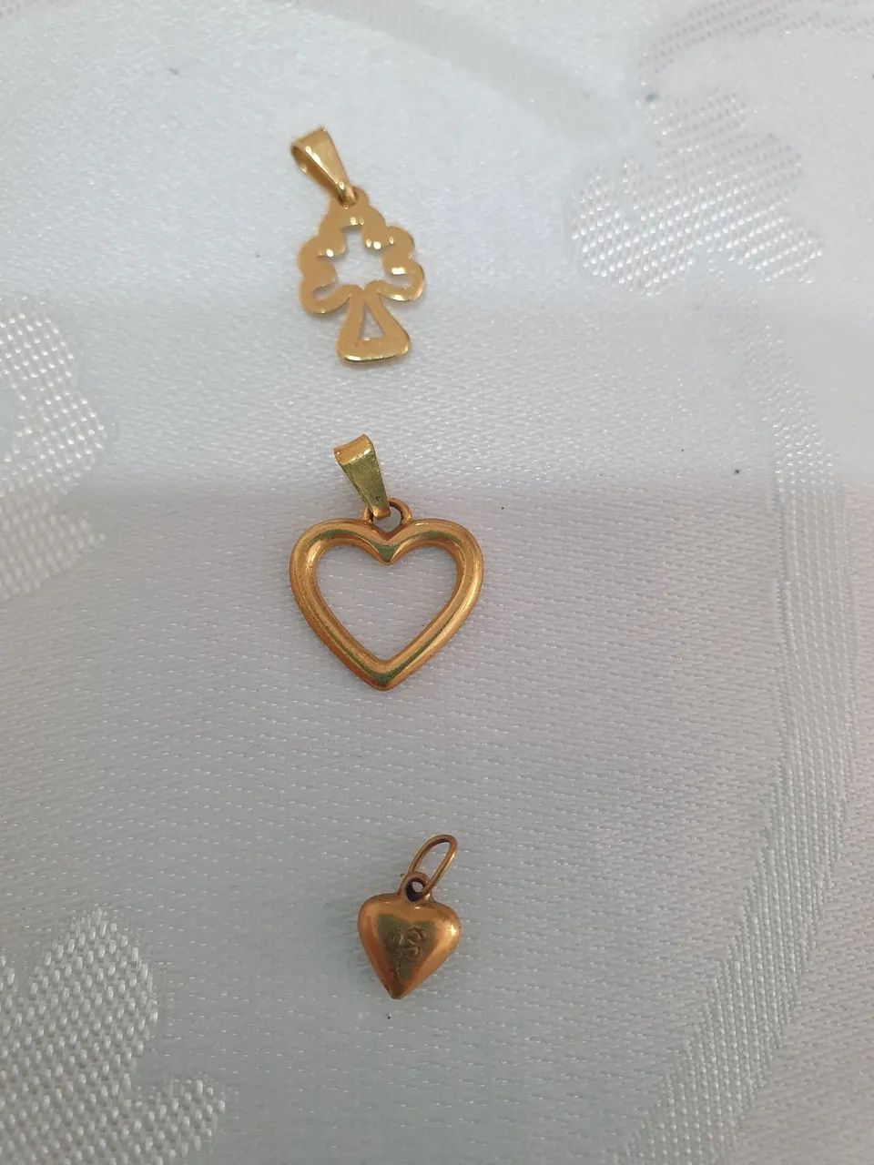 3 pingentes para colar ou pulseira folheado a ouro