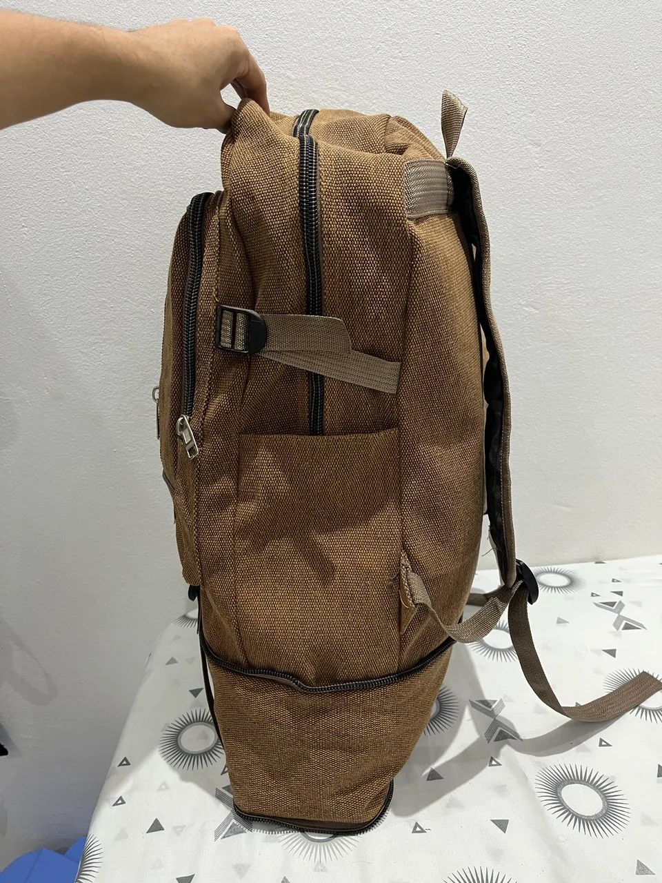 Mochila jeans/ marrom  - Foto 3