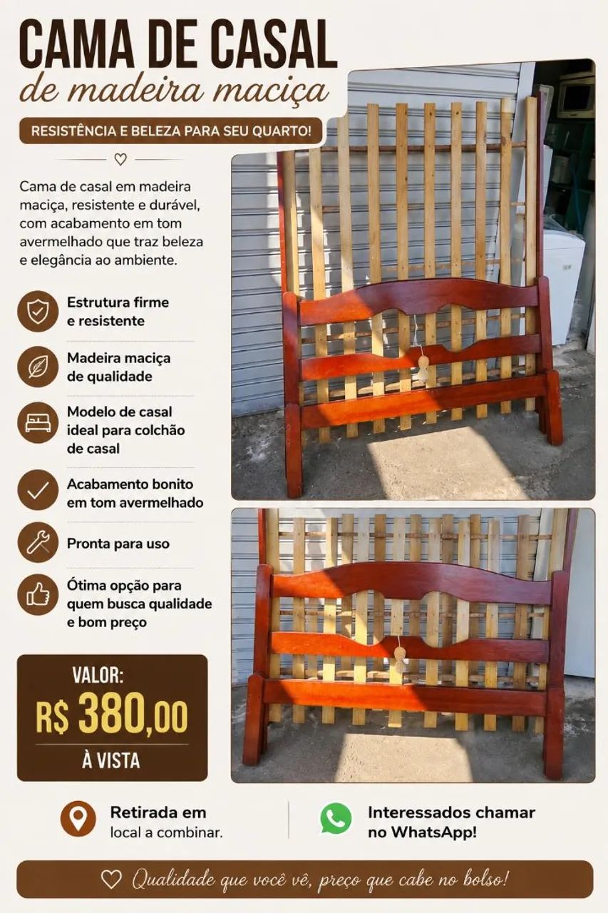 Cama de casal madeira maciça - Foto 3