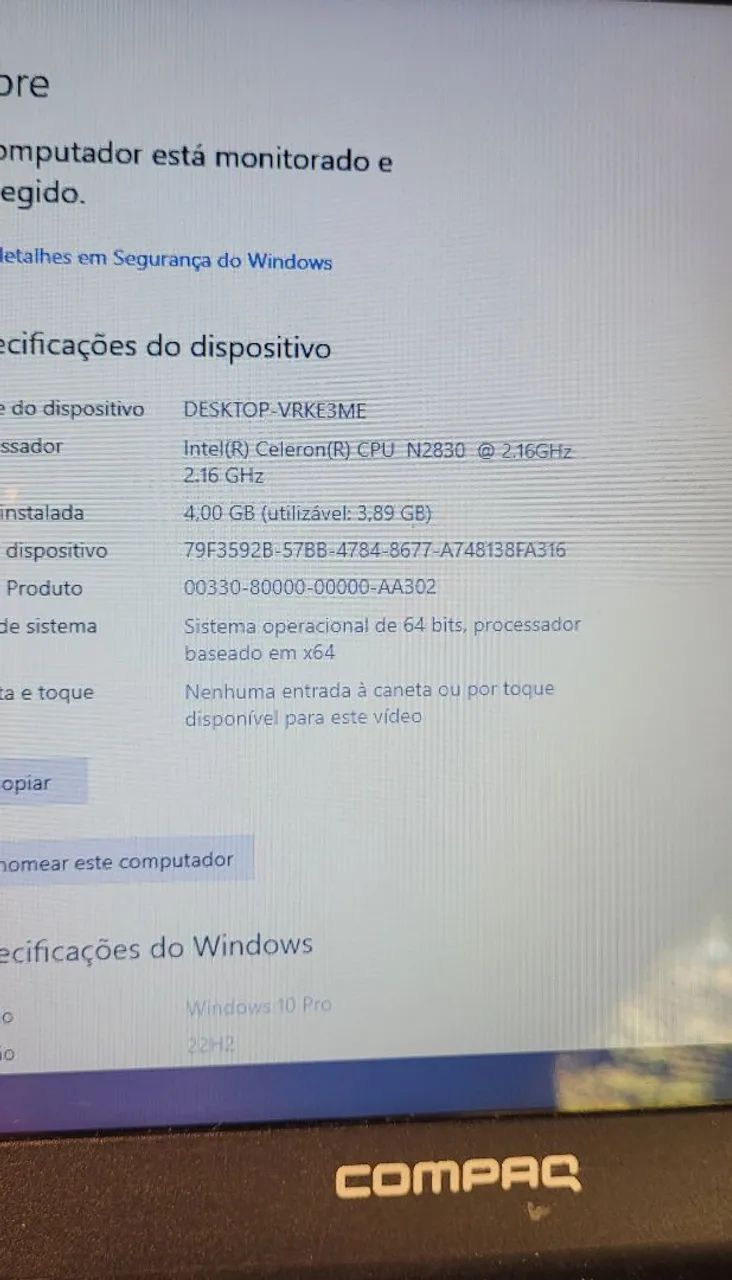 Notebook Compac Dual Core, 4GB memoria, 120GB SSD - Foto 3