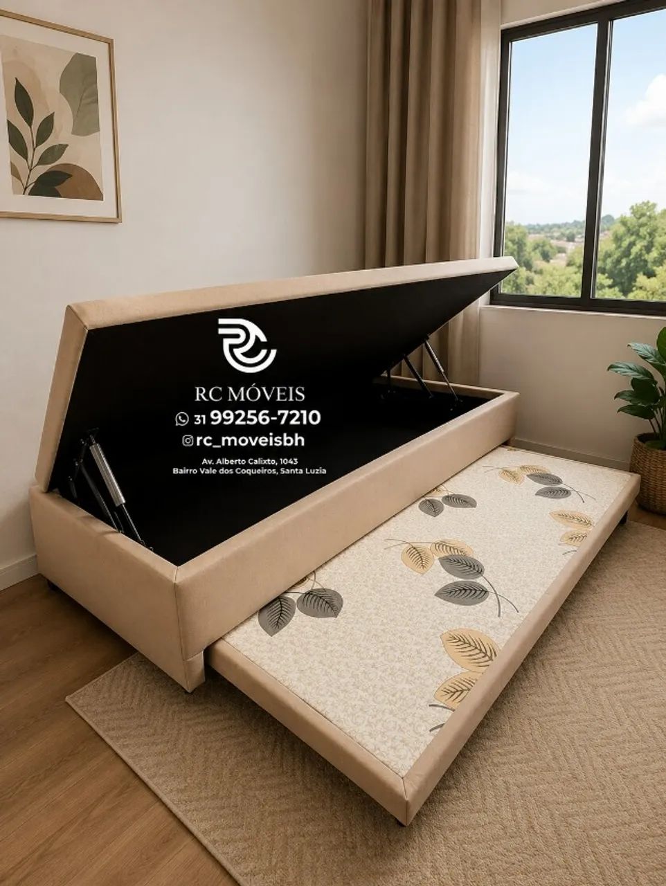 Cama Box Baú Solteiro com Auxiliar 88x1,88 D33 Suede Chocolate