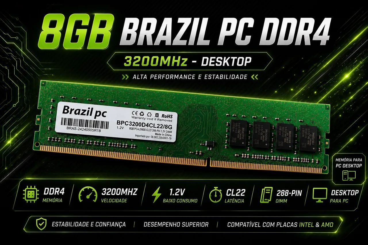 Memória ram 8 gb DDR4 3200 