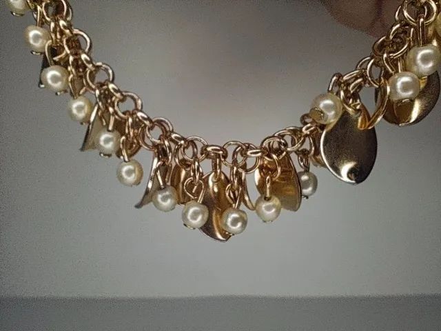 Pulseira folhada a ouro de folhas com perolas - Foto 2