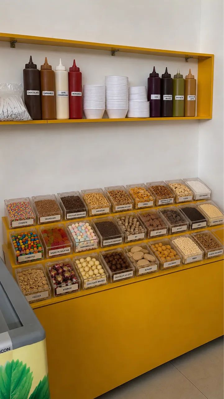 Expositor de complementos para Açaiteria ou sorveteria 