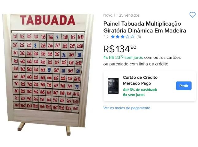 Tabuada giratória de madeira 