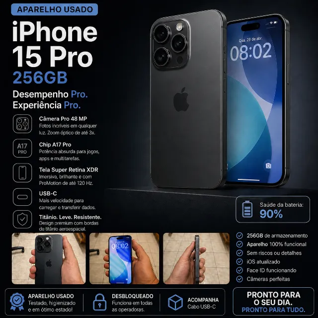 iPhone 15 Pro 84% de bateria - Celulares e Smartphones - Recife