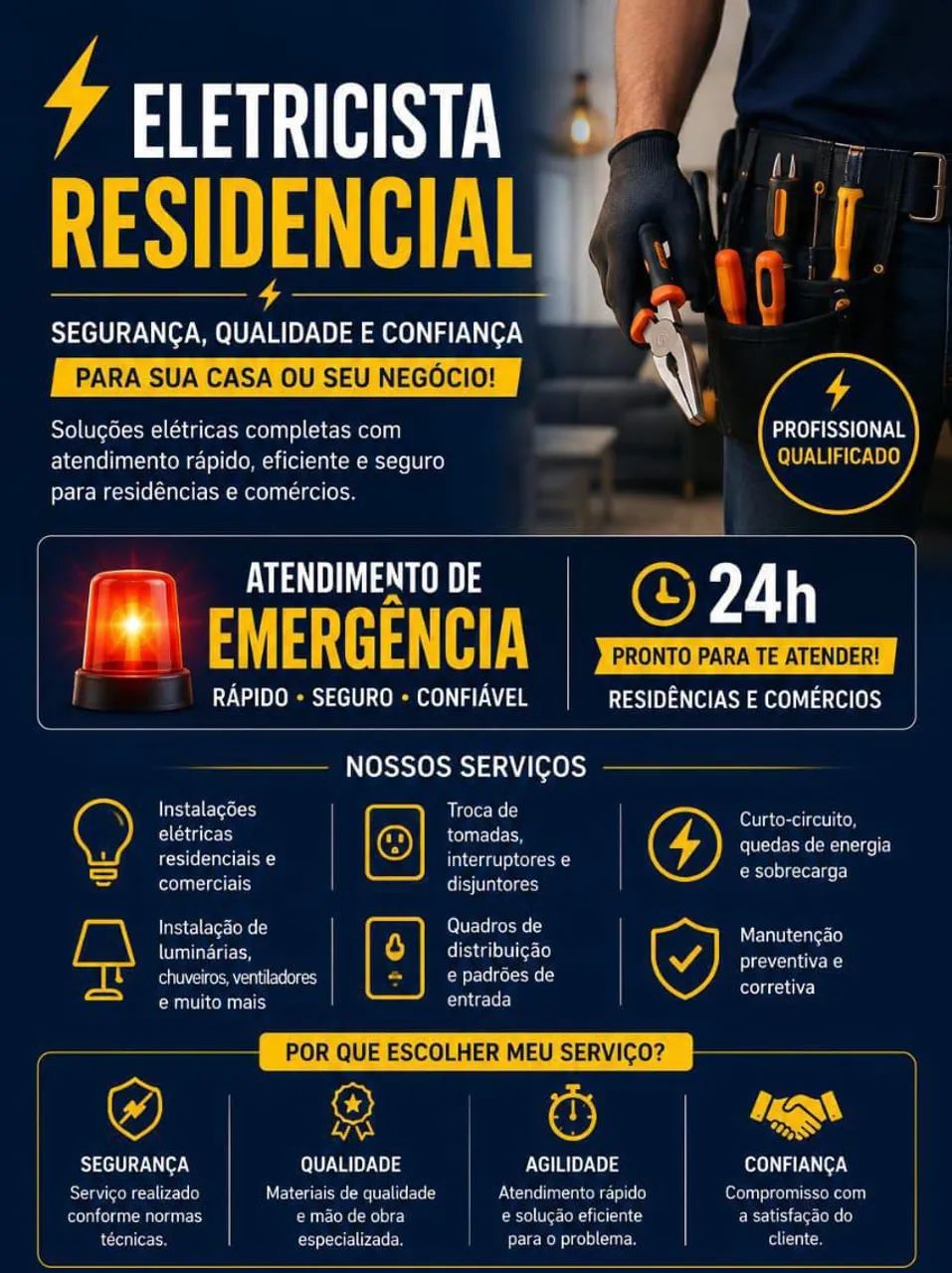 Serviços de elétrica residencial e industrial 