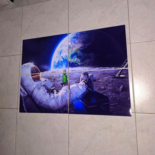 Kit 04 Quadros Astronauta na Lua