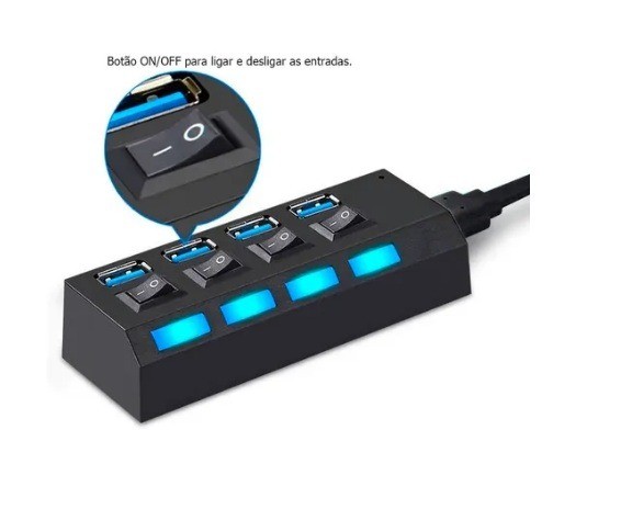 Cabo Hub Usb 2.0 Régua De 4 Portas Rápidas Extensão Usb Pc - Foto 2