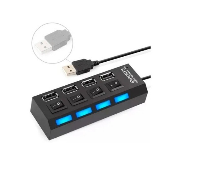 Cabo Hub Usb 2.0 Régua De 4 Portas Rápidas Extensão Usb Pc