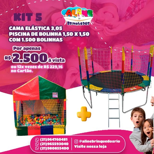 Cama elástica 1.83 escorregador médio e gangorra  - Foto 3