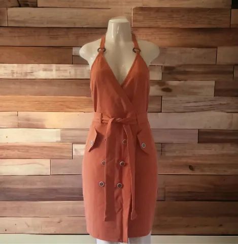 NOVO: Vestido envelope com botões e amarração P/M