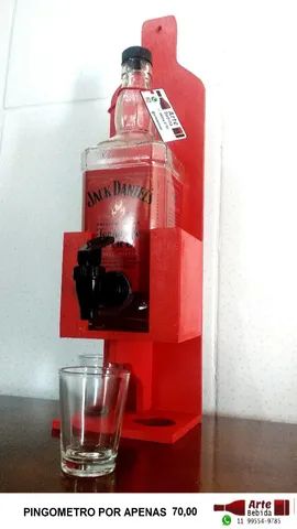 Pingometro feito com a garrafa e suporte MDF 