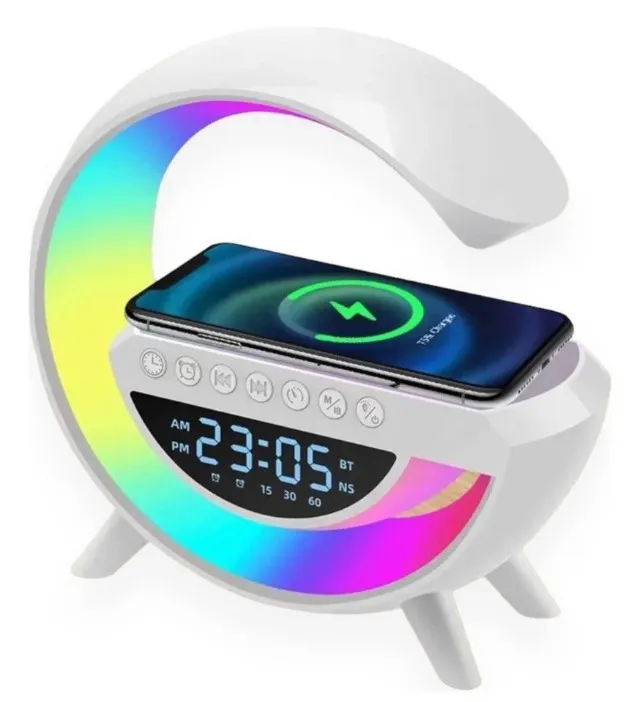 Luminária RGB com Caixa de Som e Carregador por Indução