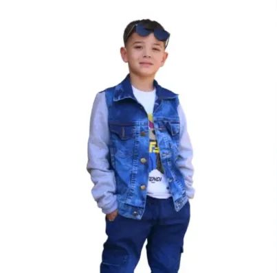Infantil Jaqueta Jeans com Moletom Unissex Confortável Estilosa Casaco Inverno e Um Brinde
